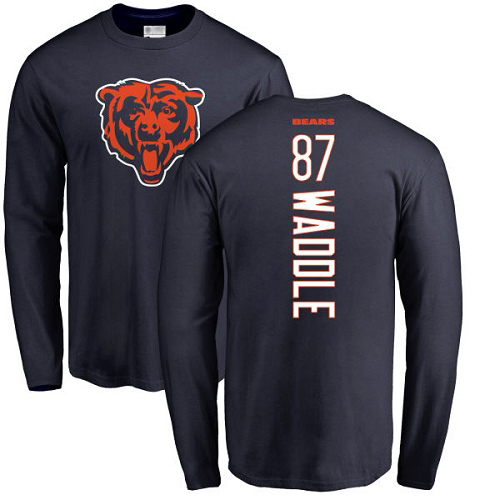 Chicago Bears Men Navy Blue Tom Waddle Backer NFL Football #87 Long Sleeve T Shirt->chicago bears->NFL Jersey